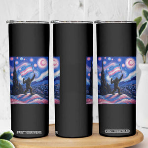 Bigfoot Starry Night Trans Rights Skinny Tumbler Sasquatch LGBTQ Pride TS12 Print Your Wear