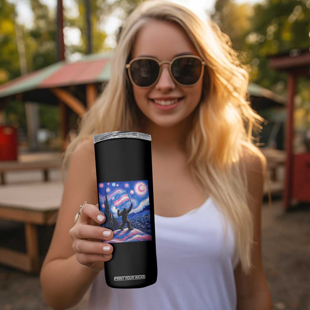 Bigfoot Starry Night Trans Rights Skinny Tumbler Sasquatch LGBTQ Pride TS12 Print Your Wear