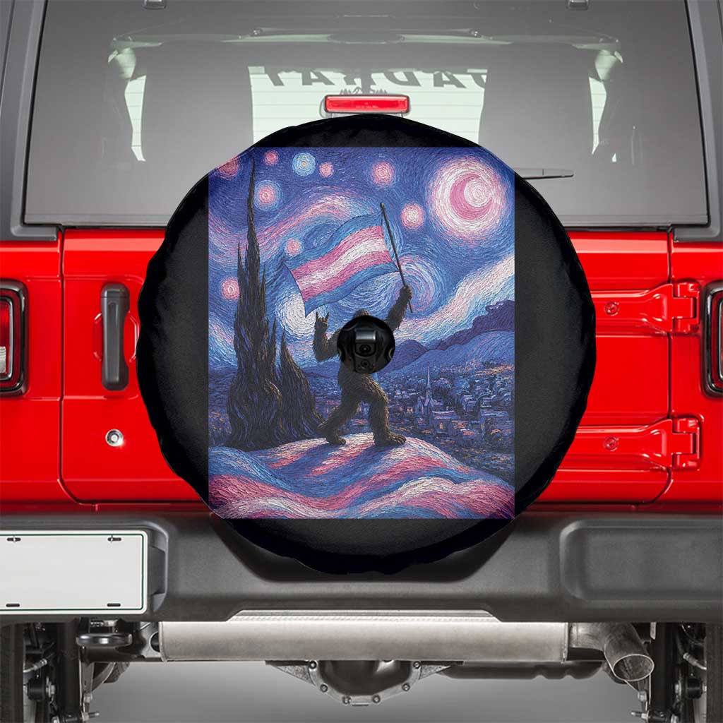 Bigfoot Starry Night Trans Rights Spare Tire Cover Sasquatch LGBTQ Pride TS12 Black Print Your Wear