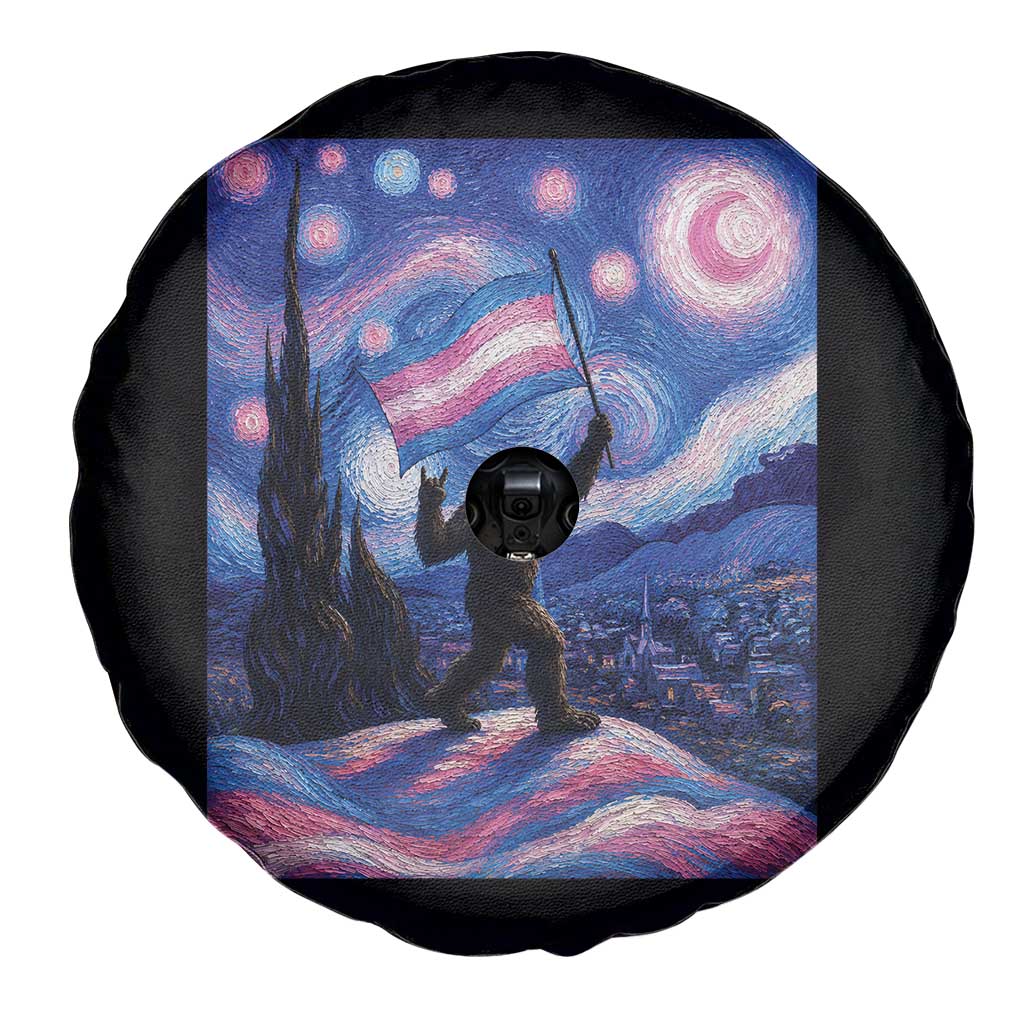 Bigfoot Starry Night Trans Rights Spare Tire Cover Sasquatch LGBTQ Pride TS12 Print Your Wear