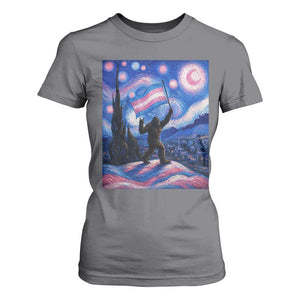 Bigfoot Starry Night Trans Rights T Shirt For Women Sasquatch LGBTQ Pride TS12 Charcoal Print Your Wear