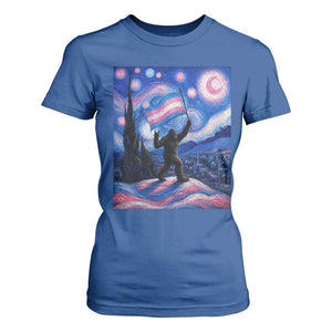 Bigfoot Starry Night Trans Rights T Shirt For Women Sasquatch LGBTQ Pride TS12 Royal Blue Print Your Wear