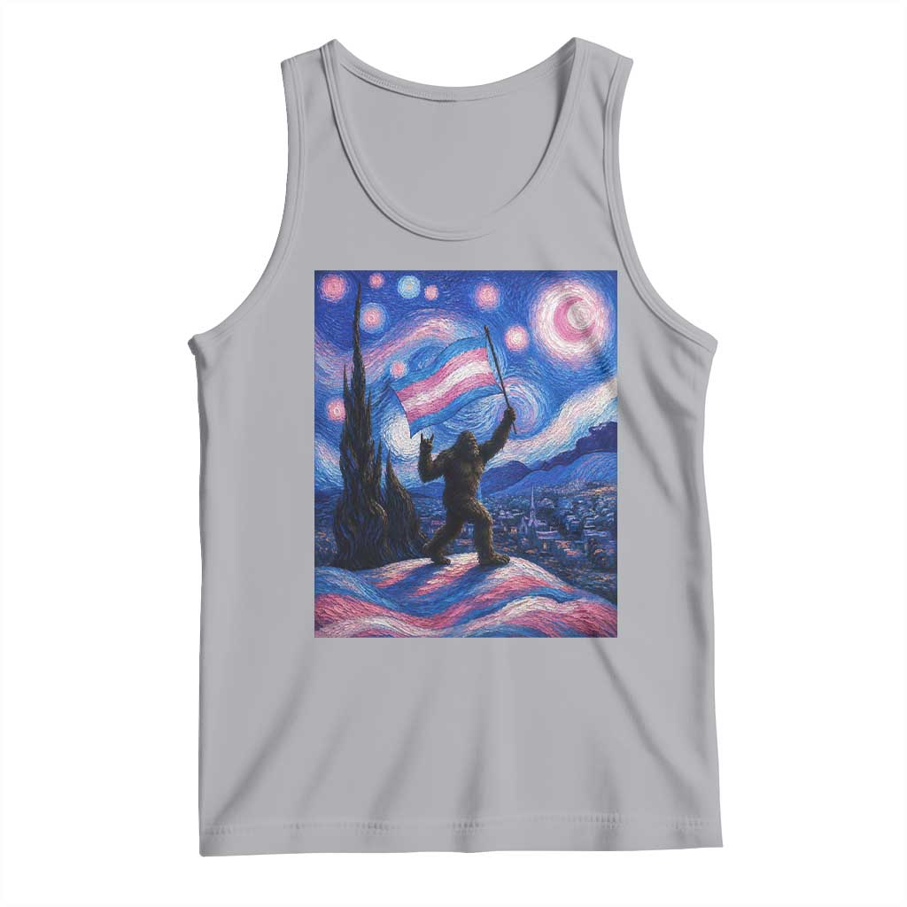 Bigfoot Starry Night Trans Rights Tank Top Sasquatch LGBTQ Pride TS12 Athletic Heather Print Your Wear
