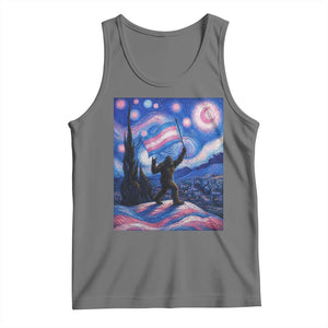 Bigfoot Starry Night Trans Rights Tank Top Sasquatch LGBTQ Pride TS12 Black Heather Print Your Wear