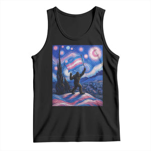 Bigfoot Starry Night Trans Rights Tank Top Sasquatch LGBTQ Pride TS12 Black Print Your Wear