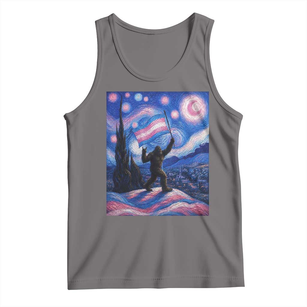 Bigfoot Starry Night Trans Rights Tank Top Sasquatch LGBTQ Pride TS12 Deep Heather Print Your Wear