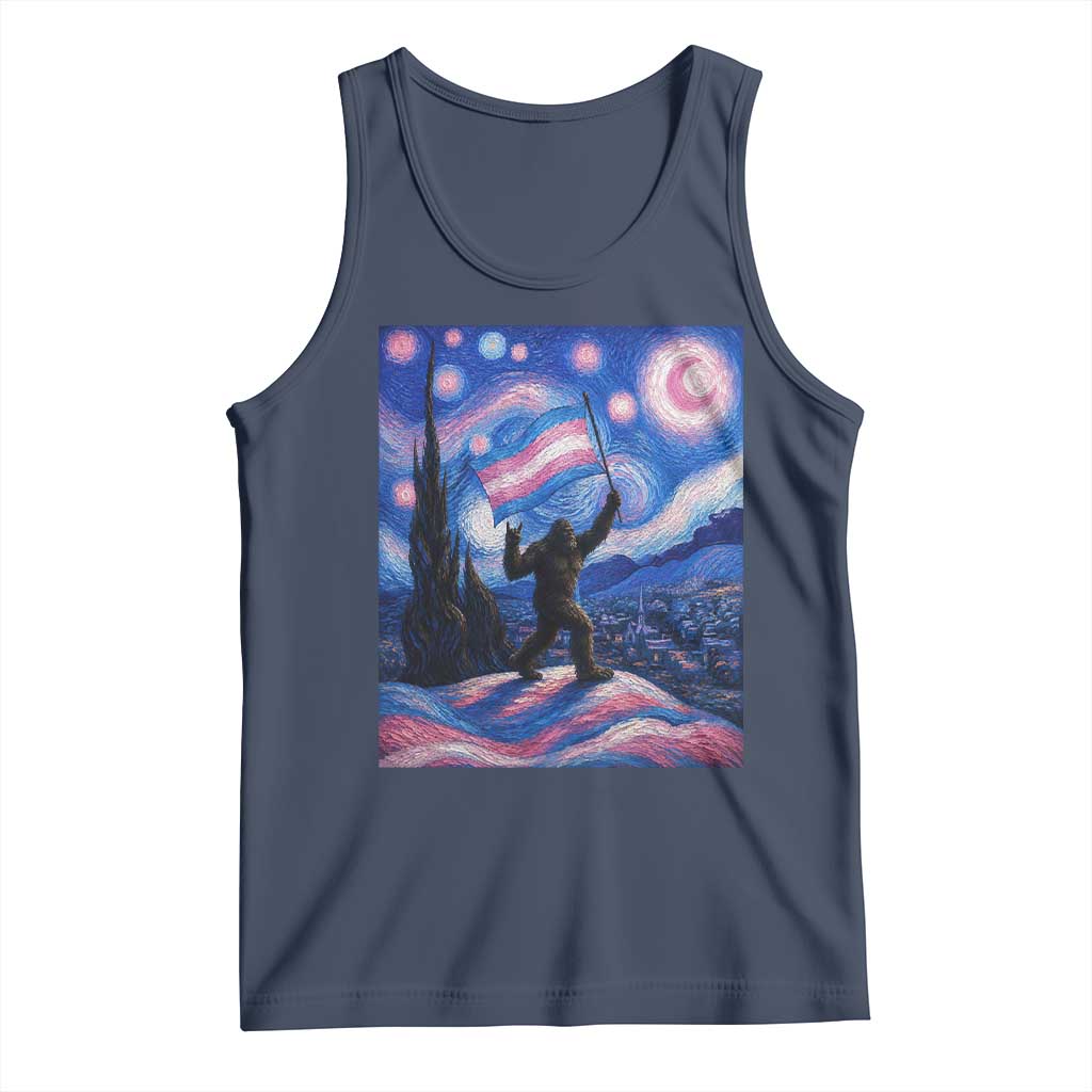 Bigfoot Starry Night Trans Rights Tank Top Sasquatch LGBTQ Pride TS12 Navy Print Your Wear