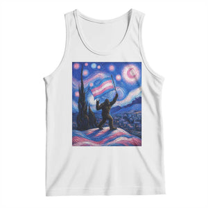 Bigfoot Starry Night Trans Rights Tank Top Sasquatch LGBTQ Pride TS12 White Print Your Wear