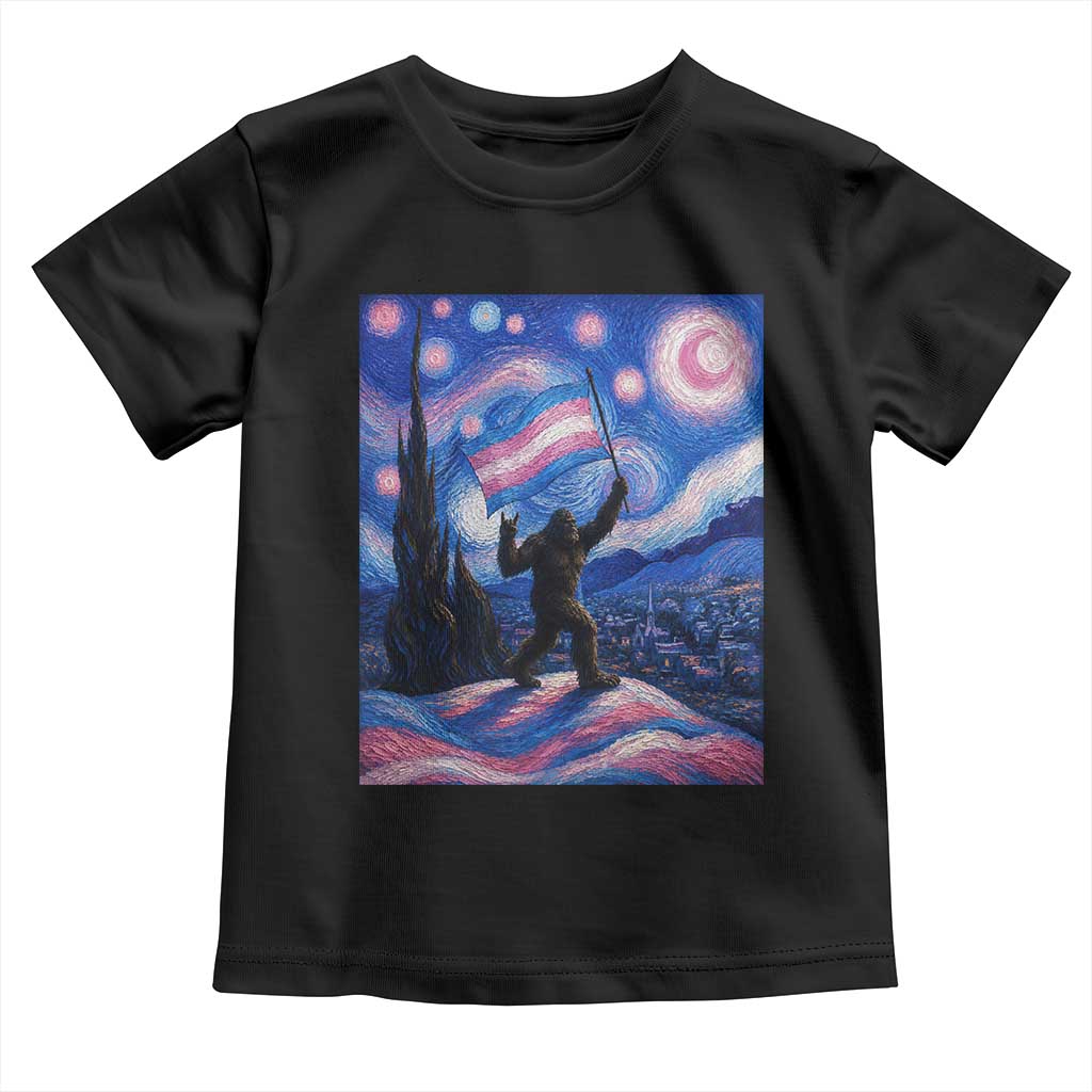 Bigfoot Starry Night Trans Rights Toddler T Shirt Sasquatch LGBTQ Pride TS12 Black Print Your Wear