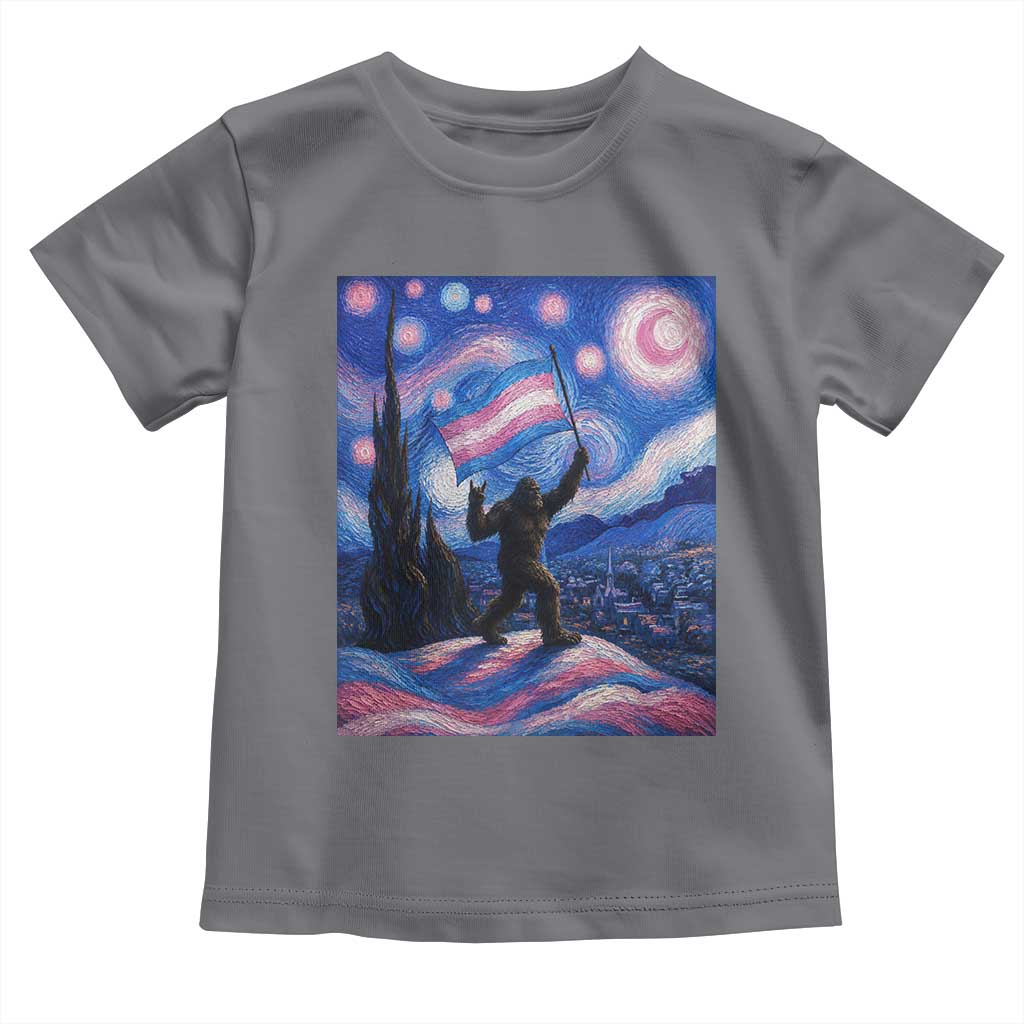 Bigfoot Starry Night Trans Rights Toddler T Shirt Sasquatch LGBTQ Pride TS12 Charcoal Print Your Wear