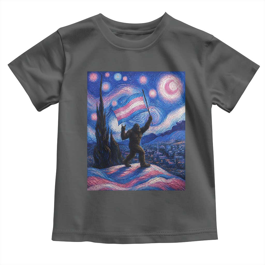 Bigfoot Starry Night Trans Rights Toddler T Shirt Sasquatch LGBTQ Pride TS12 Dark Heather Print Your Wear