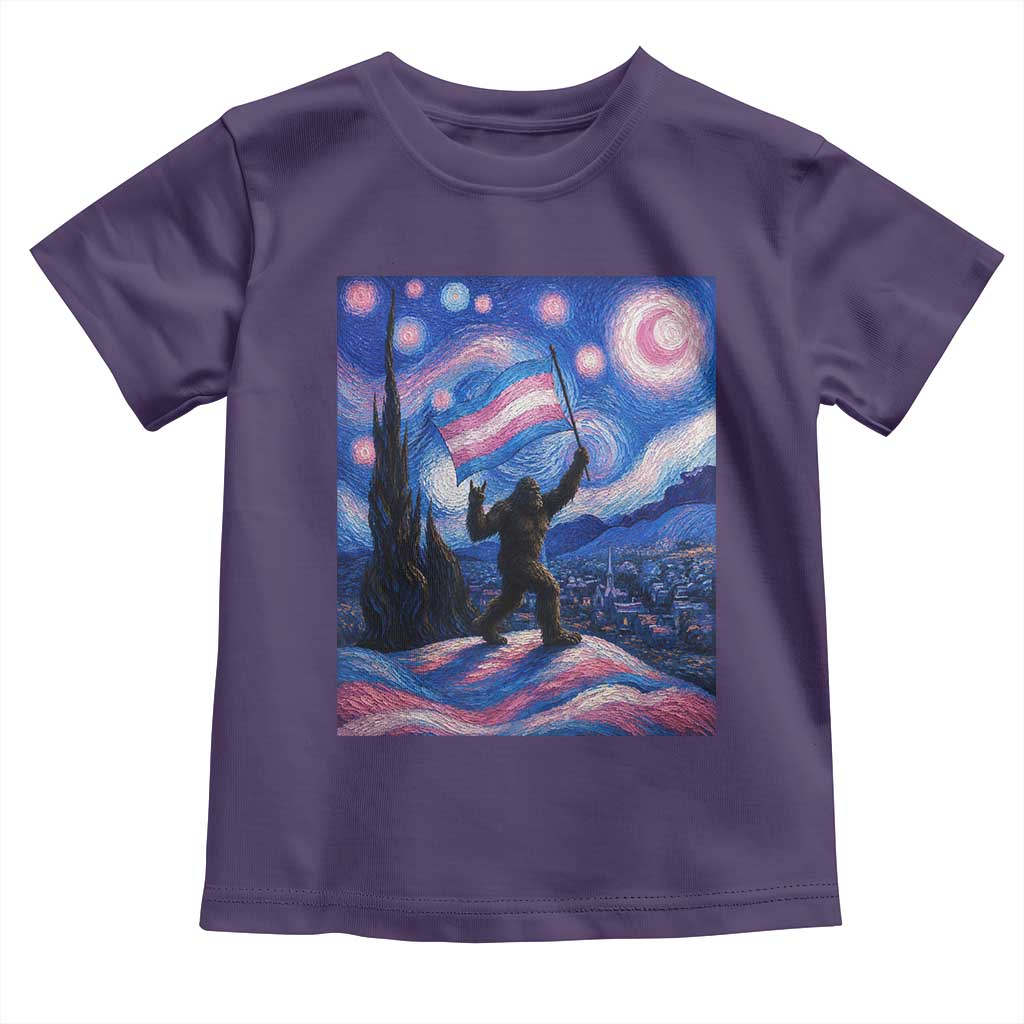Bigfoot Starry Night Trans Rights Toddler T Shirt Sasquatch LGBTQ Pride TS12 Purple Print Your Wear