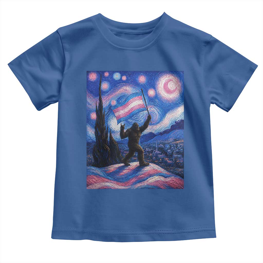 Bigfoot Starry Night Trans Rights Toddler T Shirt Sasquatch LGBTQ Pride TS12 Royal Blue Print Your Wear