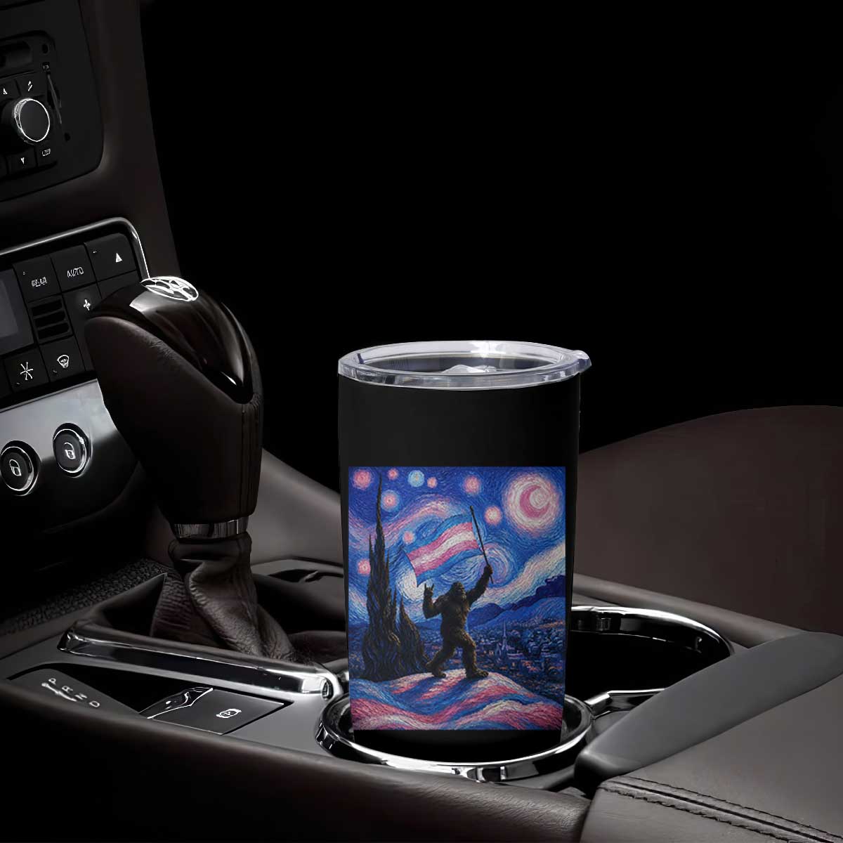 Bigfoot Starry Night Trans Rights Tumbler Cup Sasquatch LGBTQ Pride TS12 Print Your Wear