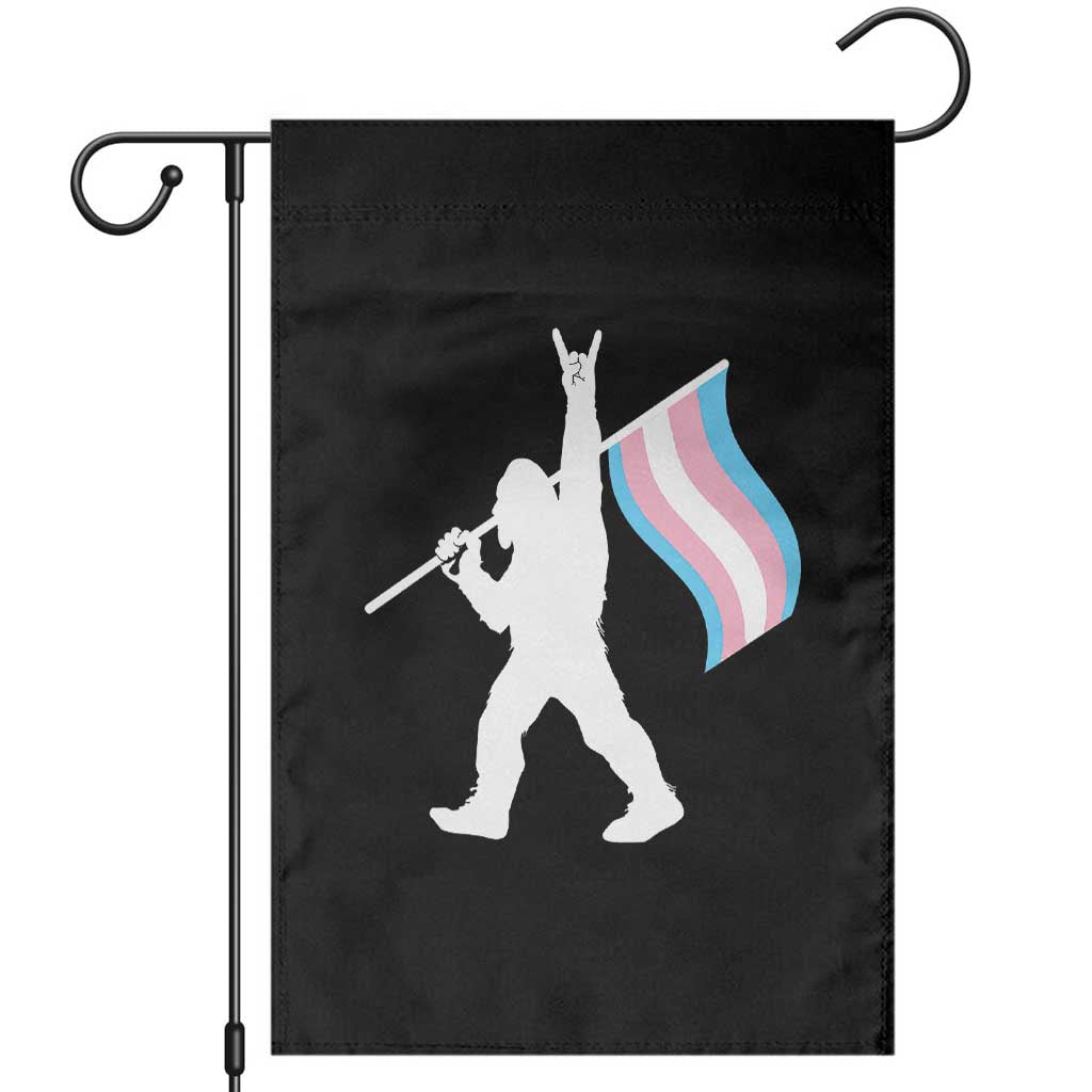 Bigfoot Rock On Trans Pride Flag Garden Flag Sasquatch LGBTQ Ally TS12 Black Print Your Wear
