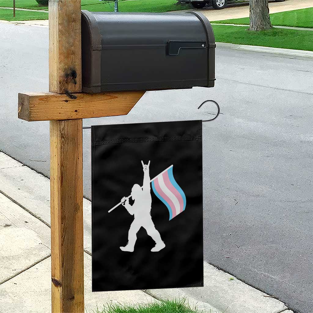 Bigfoot Rock On Trans Pride Flag Garden Flag Sasquatch LGBTQ Ally TS12 Print Your Wear