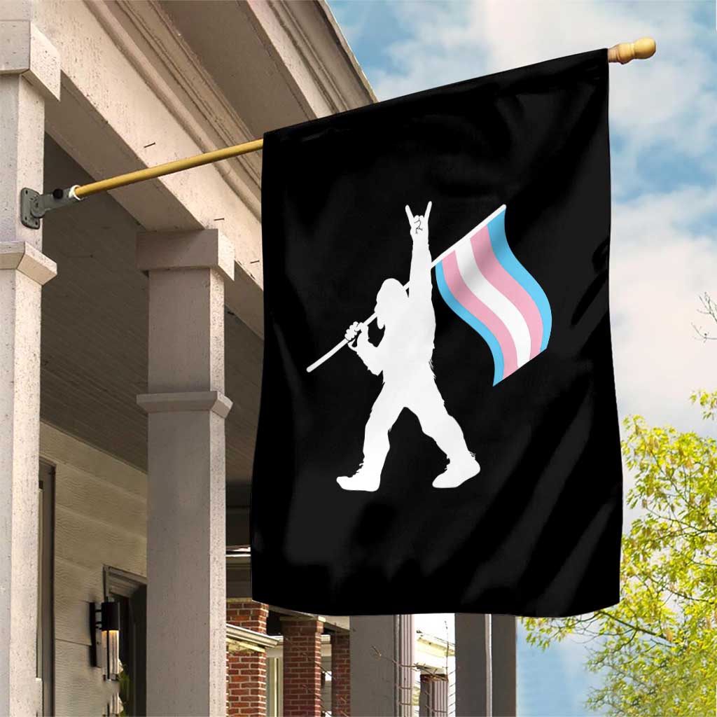 Bigfoot Rock On Trans Pride Flag Garden Flag Sasquatch LGBTQ Ally TS12 Print Your Wear
