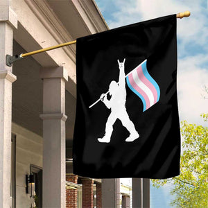 Bigfoot Rock On Trans Pride Flag Garden Flag Sasquatch LGBTQ Ally TS12 Print Your Wear