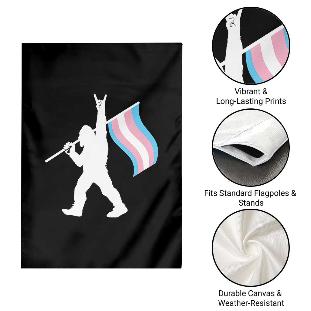 Bigfoot Rock On Trans Pride Flag Garden Flag Sasquatch LGBTQ Ally TS12 Print Your Wear