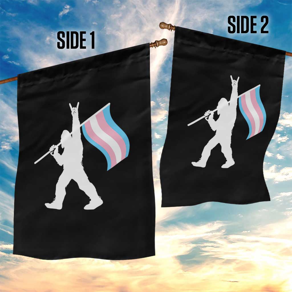 Bigfoot Rock On Trans Pride Flag Garden Flag Sasquatch LGBTQ Ally TS12 Print Your Wear