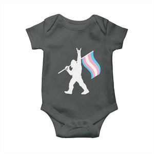 Bigfoot Rock On Trans Pride Flag Baby Onesie Sasquatch LGBTQ Ally TS12 Dark Heather Print Your Wear