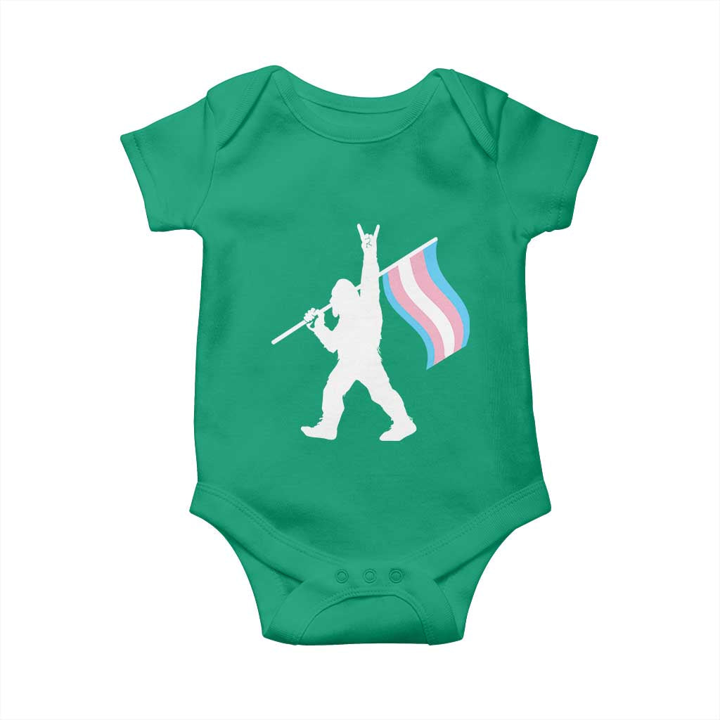 Bigfoot Rock On Trans Pride Flag Baby Onesie Sasquatch LGBTQ Ally TS12 Irish Green Print Your Wear