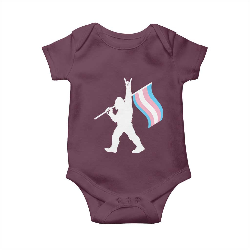 Bigfoot Rock On Trans Pride Flag Baby Onesie Sasquatch LGBTQ Ally TS12 Maroon Print Your Wear