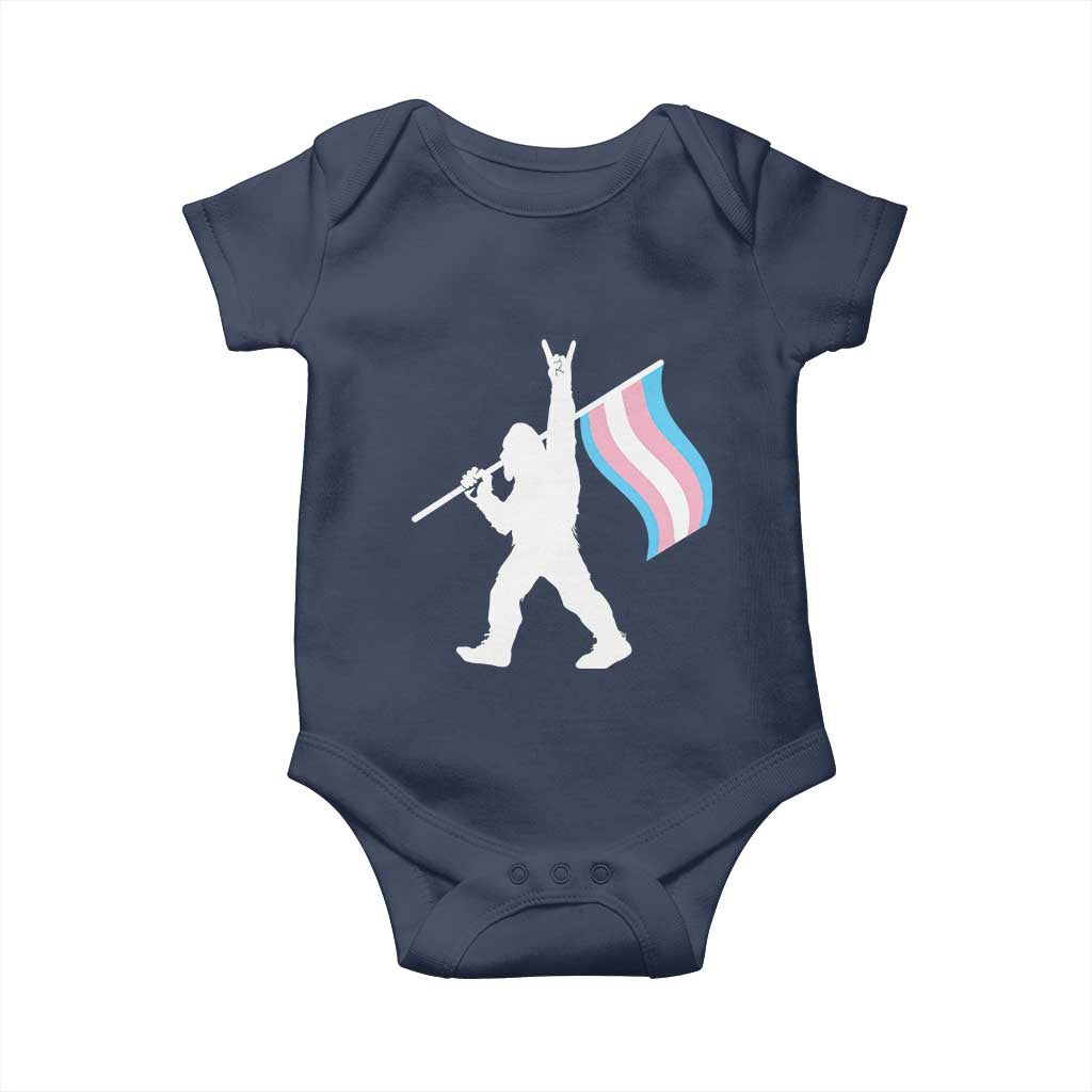 Bigfoot Rock On Trans Pride Flag Baby Onesie Sasquatch LGBTQ Ally TS12 Navy Print Your Wear