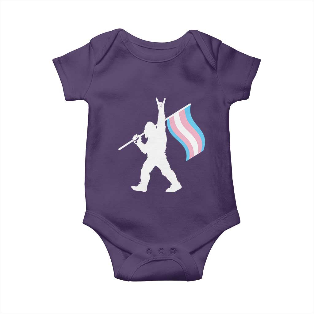 Bigfoot Rock On Trans Pride Flag Baby Onesie Sasquatch LGBTQ Ally TS12 Purple Print Your Wear