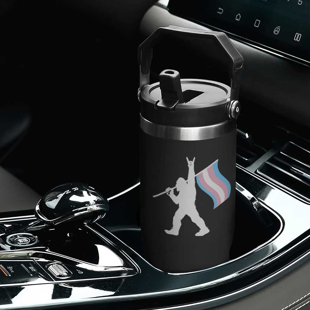Bigfoot Rock On Trans Pride Flag Flip Straw Tumbler Sasquatch LGBTQ Ally TS12 Print Your Wear
