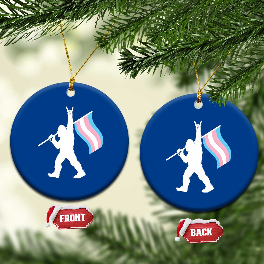 Bigfoot Rock On Trans Pride Flag Ceramic Ornament Sasquatch LGBTQ Ally TS12 1pc Blue Print Your Wear