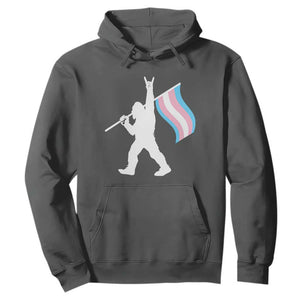 Bigfoot Rock On Trans Pride Flag Hoodie Sasquatch LGBTQ Ally TS12 Dark Heather Print Your Wear