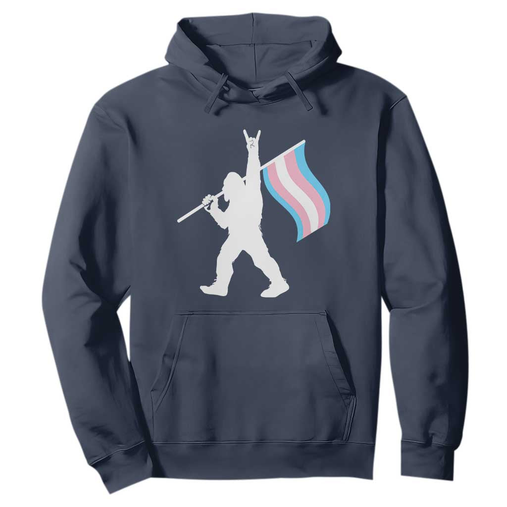 Bigfoot Rock On Trans Pride Flag Hoodie Sasquatch LGBTQ Ally TS12 Navy Print Your Wear