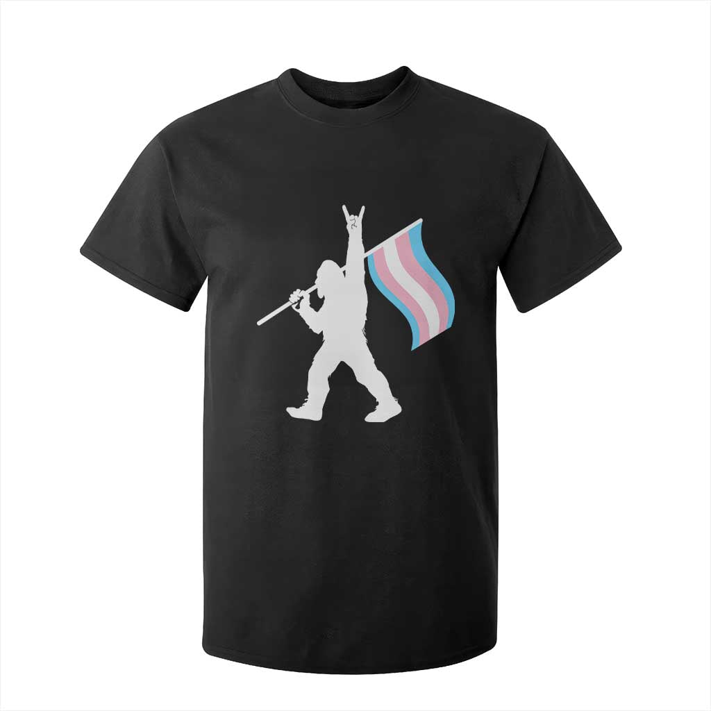 Bigfoot Rock On Trans Pride Flag T Shirt For Kid Sasquatch LGBTQ Ally TS12 Black Print Your Wear