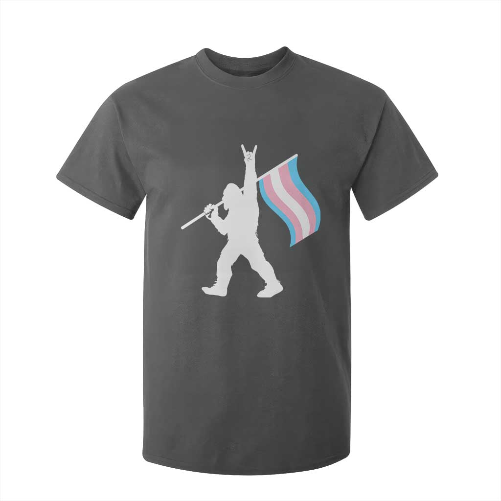 Bigfoot Rock On Trans Pride Flag T Shirt For Kid Sasquatch LGBTQ Ally TS12 Dark Heather Print Your Wear