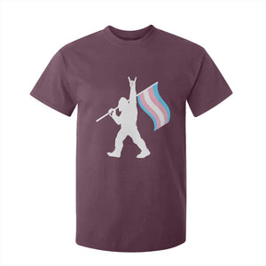 Bigfoot Rock On Trans Pride Flag T Shirt For Kid Sasquatch LGBTQ Ally TS12 Maroon Print Your Wear