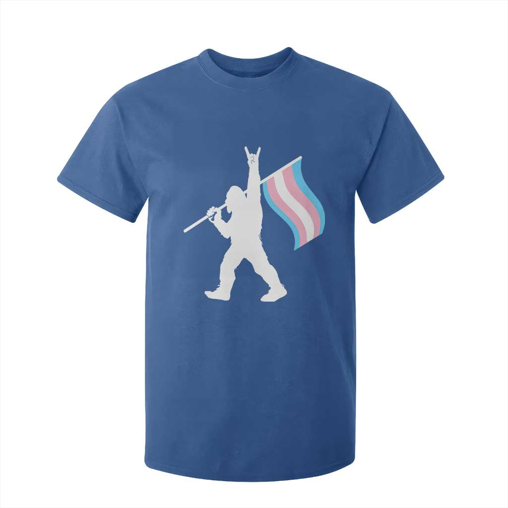 Bigfoot Rock On Trans Pride Flag T Shirt For Kid Sasquatch LGBTQ Ally TS12 Royal Blue Print Your Wear