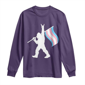 Bigfoot Rock On Trans Pride Flag Long Sleeve Shirt Sasquatch LGBTQ Ally TS12 Purple Print Your Wear