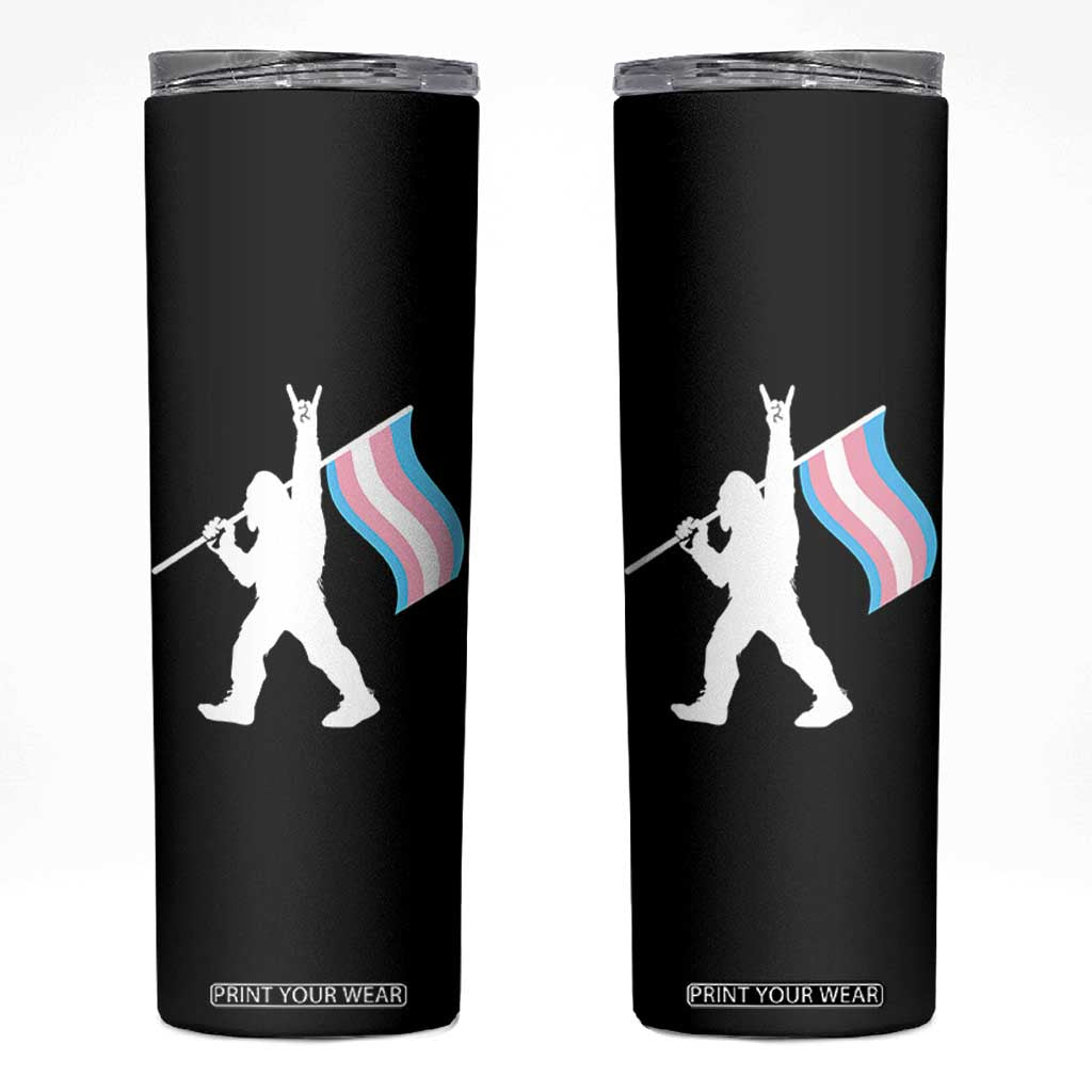 Bigfoot Rock On Trans Pride Flag Skinny Tumbler Sasquatch LGBTQ Ally TS12 Black Print Your Wear