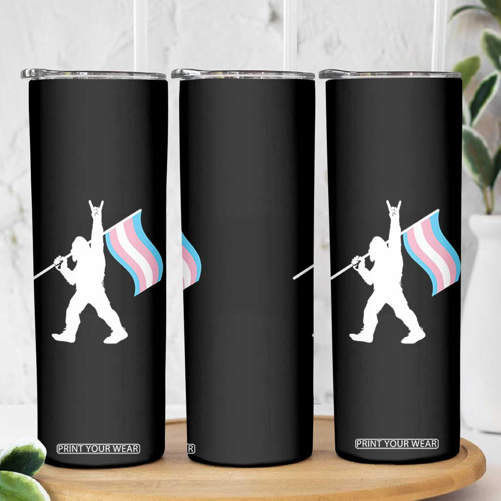 Bigfoot Rock On Trans Pride Flag Skinny Tumbler Sasquatch LGBTQ Ally TS12 Print Your Wear