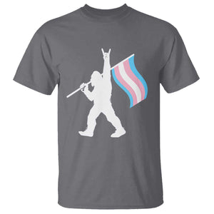 Bigfoot Rock On Trans Pride Flag T Shirt Sasquatch LGBTQ Ally TS12 Charcoal Print Your Wear