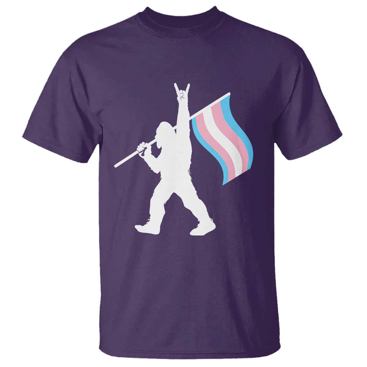 Bigfoot Rock On Trans Pride Flag T Shirt Sasquatch LGBTQ Ally TS12 Purple Print Your Wear