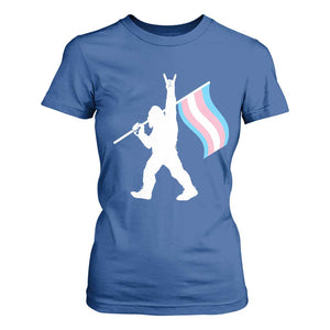 Bigfoot Rock On Trans Pride Flag T Shirt For Women Sasquatch LGBTQ Ally