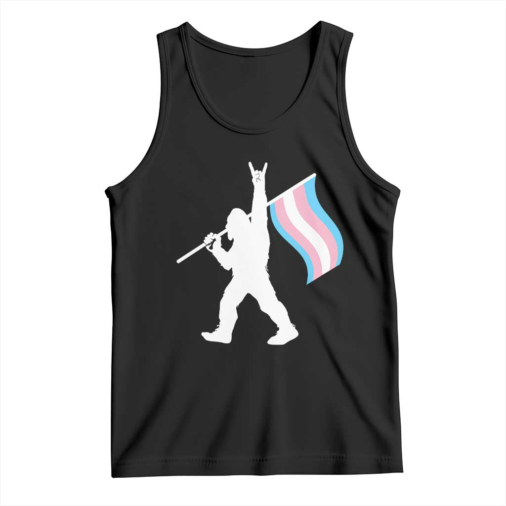 Bigfoot Rock On Trans Pride Flag Tank Top Sasquatch LGBTQ Ally
