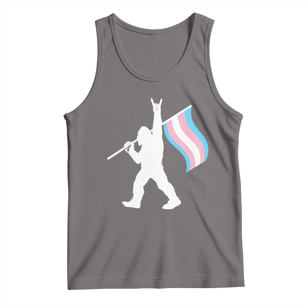 Bigfoot Rock On Trans Pride Flag Tank Top Sasquatch LGBTQ Ally