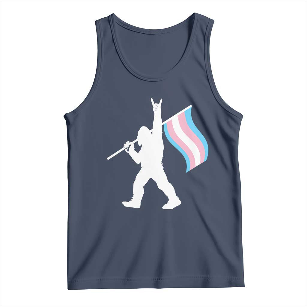 Bigfoot Rock On Trans Pride Flag Tank Top Sasquatch LGBTQ Ally