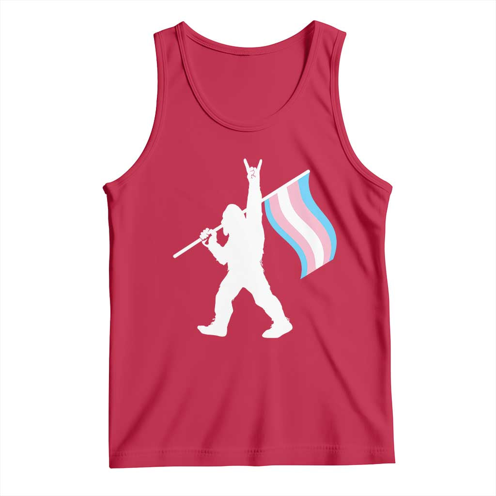 Bigfoot Rock On Trans Pride Flag Tank Top Sasquatch LGBTQ Ally