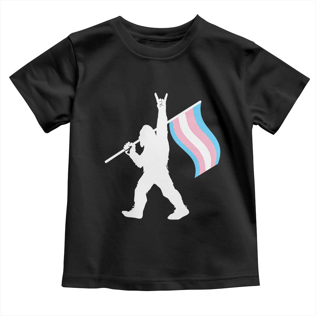 Bigfoot Rock On Trans Pride Flag Toddler T Shirt Sasquatch LGBTQ Ally TS12 Black Print Your Wear