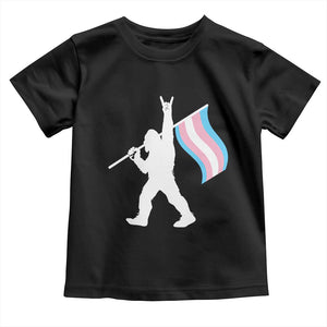 Bigfoot Rock On Trans Pride Flag Toddler T Shirt Sasquatch LGBTQ Ally TS12 Black Print Your Wear