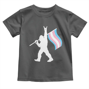 Bigfoot Rock On Trans Pride Flag Toddler T Shirt Sasquatch LGBTQ Ally TS12 Dark Heather Print Your Wear